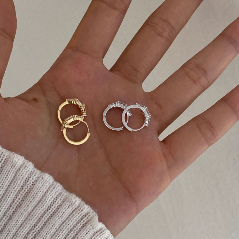 ROMANTIC白露~S925纯银镀18k金闪钻耳扣耳圈耳环高级感轻奢耳饰品,淘宝优惠券,粉丝福利购,淘宝优惠卷