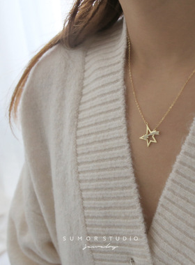 S925纯银星星项链女精致锁骨链