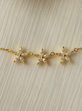 五花瓣项链女日系花朵个性气质