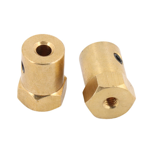 黄铜六角联轴器小车轮胎连接器电机连轴器2/3.17/4/6/8mm模型配件 - 图3