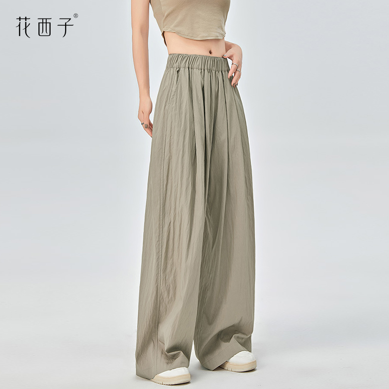 花西子冰絲闊腿褲女夏薄款高腰垂感日系慵懶山本褲棉麻休閑禪意褲_花西子服飾旗艦店_女裝/女士精品