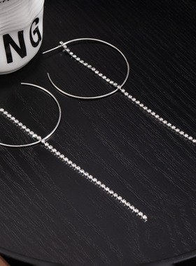 银针简约个性气质金属亮面圆圈女