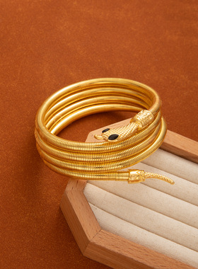 跨境欧美夸张金属风手镯金色缠绕