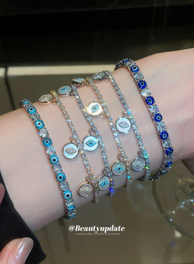 欧美跨境简约锆石眼睛圆形手链轻