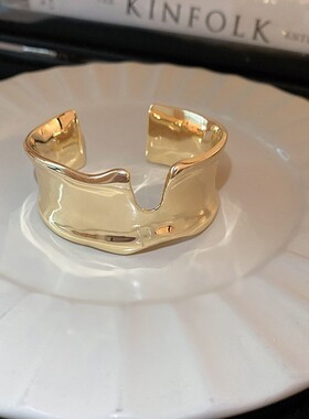 欧美跨境不规则凹形手镯小众个性