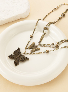 重工复古美拉德风颈链甜酷多层叠