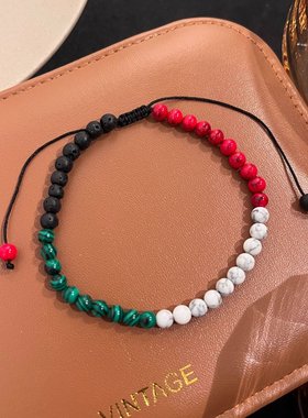 跨境欧美风新款气质手绳复古红绿