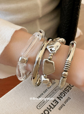 欧美跨境金属不规则几何手镯个性