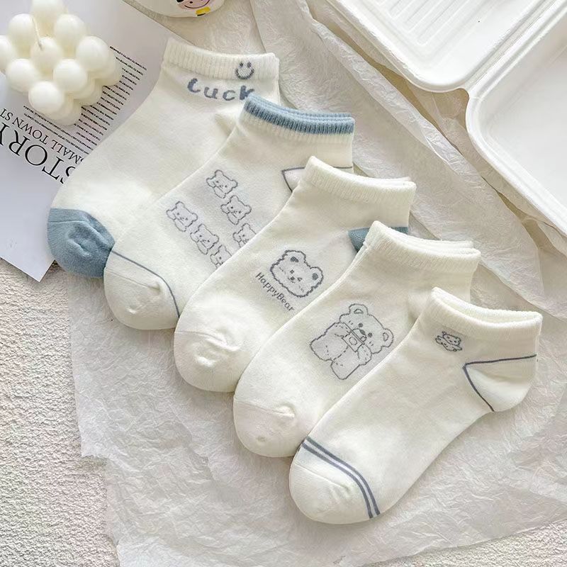 【多款可选】男女薄款透气精梳棉短袜10双