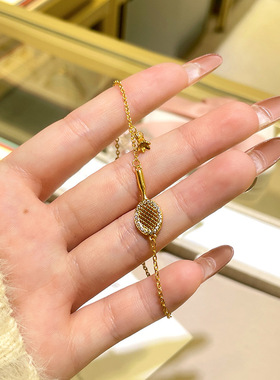 小红书爆款金色羽毛球拍手链女