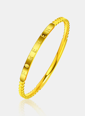 古法金色字母手镯女CNC精工纳米