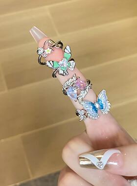 新款森系液态蝴蝶开口戒指小众