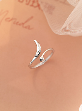 羽毛戒指女轻奢小众设计感素圈