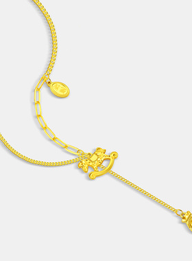 古法金色马上有钱项链CNC精工