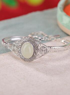 复古做旧吉祥回纹蛋面手链女镂空