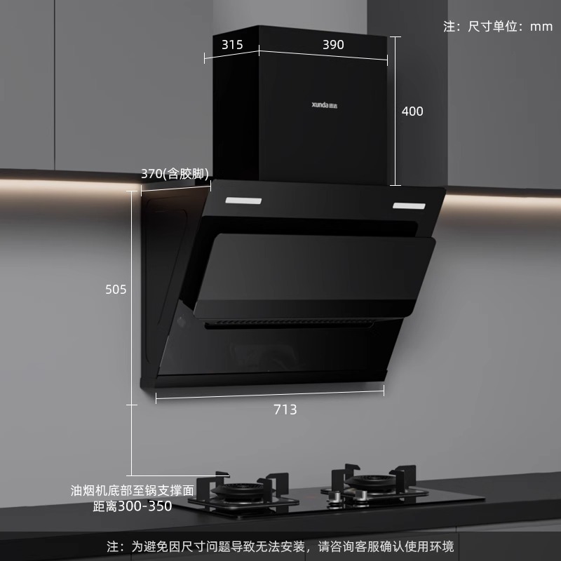 迅达油烟机抽油烟机侧吸式厨房小户型大吸力家用吸烟机小尺寸YC3
