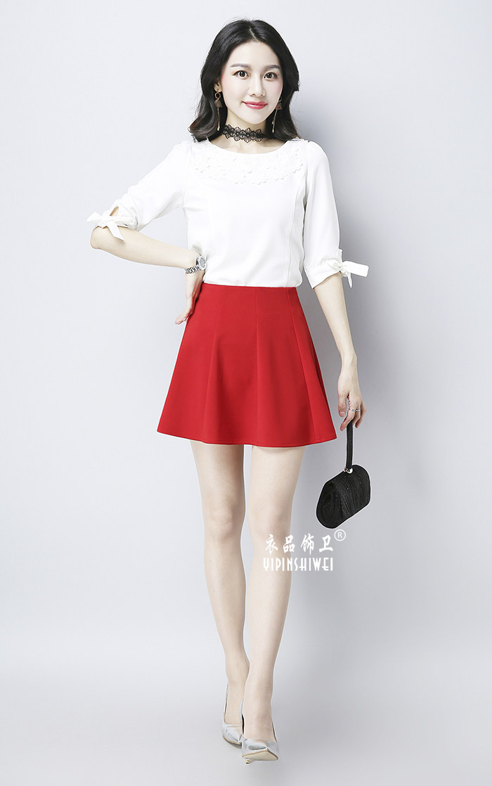 春季新款高腰红色防走光裙裤半身裙 衣品饰卫半身裙