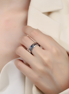 复古景泰蓝珐琅鲤鱼祥云戒指