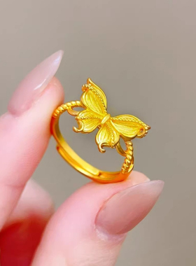 S925银花丝缤纷蝴蝶戒指