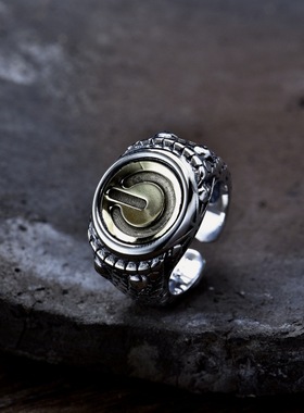 新品新款开启按键戒指男潮款复古