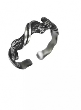 925银手工打造浮木戒指男女款复