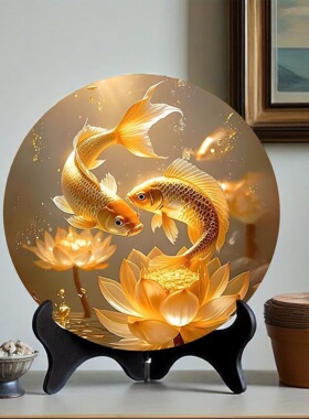 金色鲤鱼客厅装饰摆件招财摆件家用旺宅年年有余家居装饰品新中式