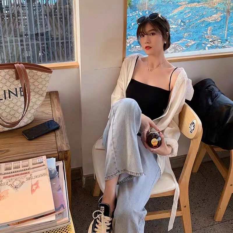 扬盈懒人细吊带纯色美背防走光带胸垫2件装