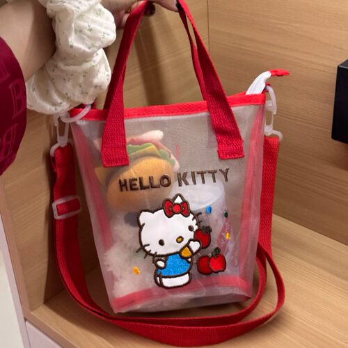 hellokitty网纱游泳包手提袋便携大容量沙滩包手拎斜挎洗澡收纳包 - 图2