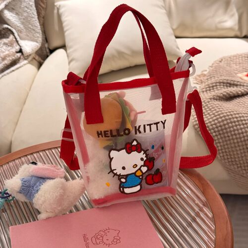 hellokitty网纱游泳包手提袋便携大容量沙滩包手拎斜挎洗澡收纳包 - 图3