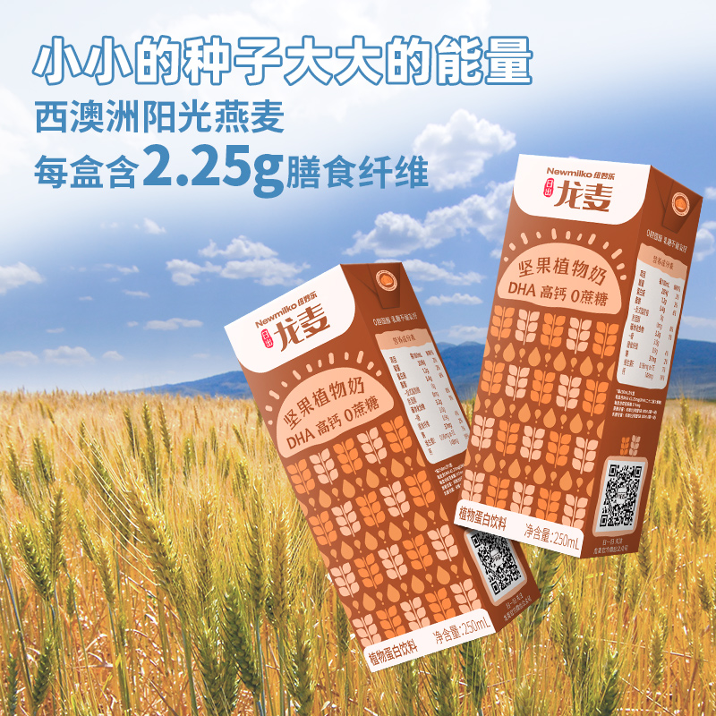 日出龙麦坚果味儿童早餐燕麦奶250ml*12盒植物蛋白乳饮料饮品-图2