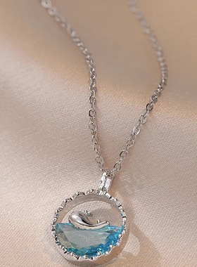 蓝色海洋小鲸鱼项链小清新女生