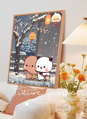 新款一二布布秋冬日温馨可爱装饰画成品高清卡通表情包卧室挂摆画