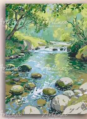 森林小径装饰画成品仿油画风景唯美小清新治愈小众卧室客厅摆挂画