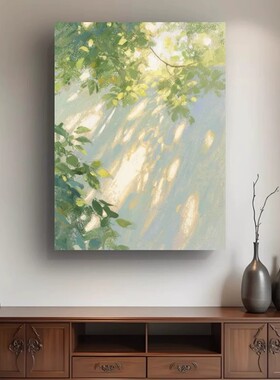 成品光影植物治愈艺术客厅装饰画油画风景小众高级卧室玄关摆挂画