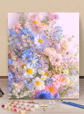 墙边玫瑰花卉装饰画成品仿油画风景唯美治愈小清新卧室客厅摆挂画