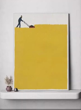黄色北欧现代简约装饰画小众艺术高级感人物创意卧室客厅餐厅挂画