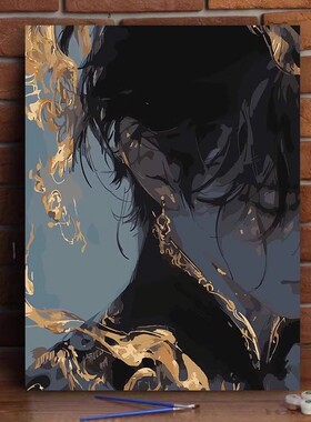 成品艺术感人物装饰画小众高级设计师简约仿油画风卧室客厅摆挂画