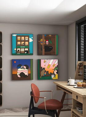 波普风装饰画方形卡通人物趣味小众创意抽象氛围感卧室客厅摆挂画
