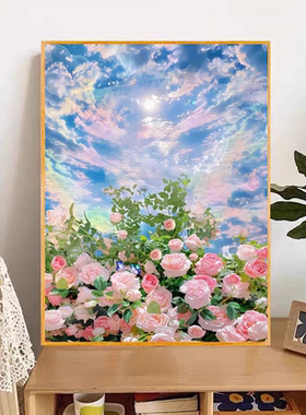 油画风客厅装饰画山茶花卉田园北欧复古艺术小众治愈系唯美成品画