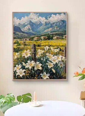 梵高麦田装饰画成品仿油画风景田园复古小众高级感卧室客厅摆挂画