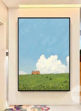 宫崎骏装饰画田园风景简约清新小众艺术治愈氛围感卧室客厅摆挂画