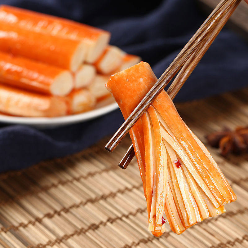 盐津铺子手撕蟹柳蟹棒即食蟹味棒零食小包装香辣蟹味网红休闲食品-图1
