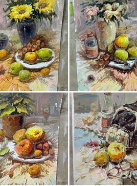 8开素描成品画高中期末会考作品色彩静物现货美术学考专用画作品