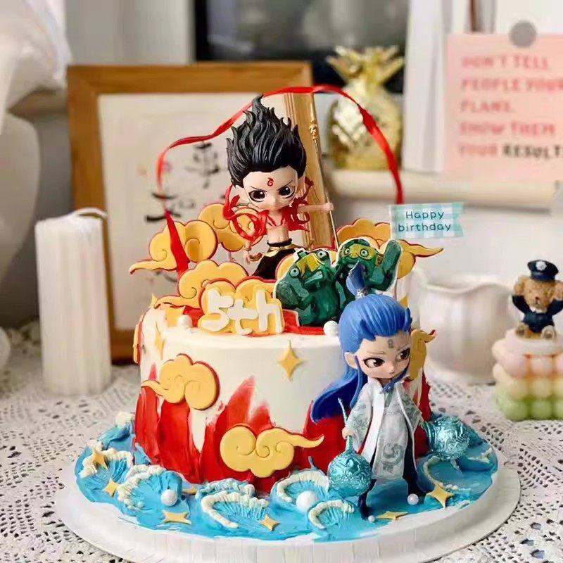 网红哪吒敖丙蛋糕装饰摆件魔童哪咤主题风火轮混天绫生日插件插牌,淘宝优惠券,粉丝福利购,淘宝优惠卷