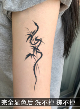 竹墨缠蛇 草本纹身贴纸女男tattoo防水持久遮疤锁骨手臂腿部高级