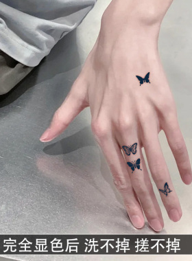 小图蝴蝶草本纹身贴纸女男tattoo防水持久遮疤锁骨手臂手指高级感