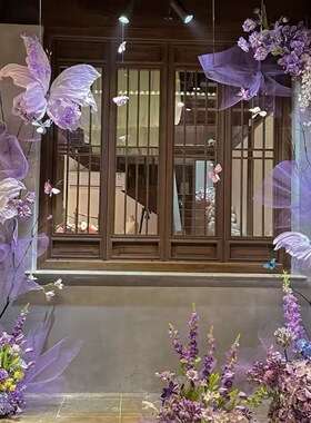 网红仿真纸艺蝴蝶橱窗婚礼挂饰