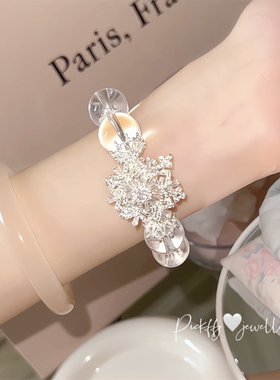 轻奢镀银镶锆白水晶手链