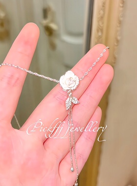 白色系花花项链铜镀银