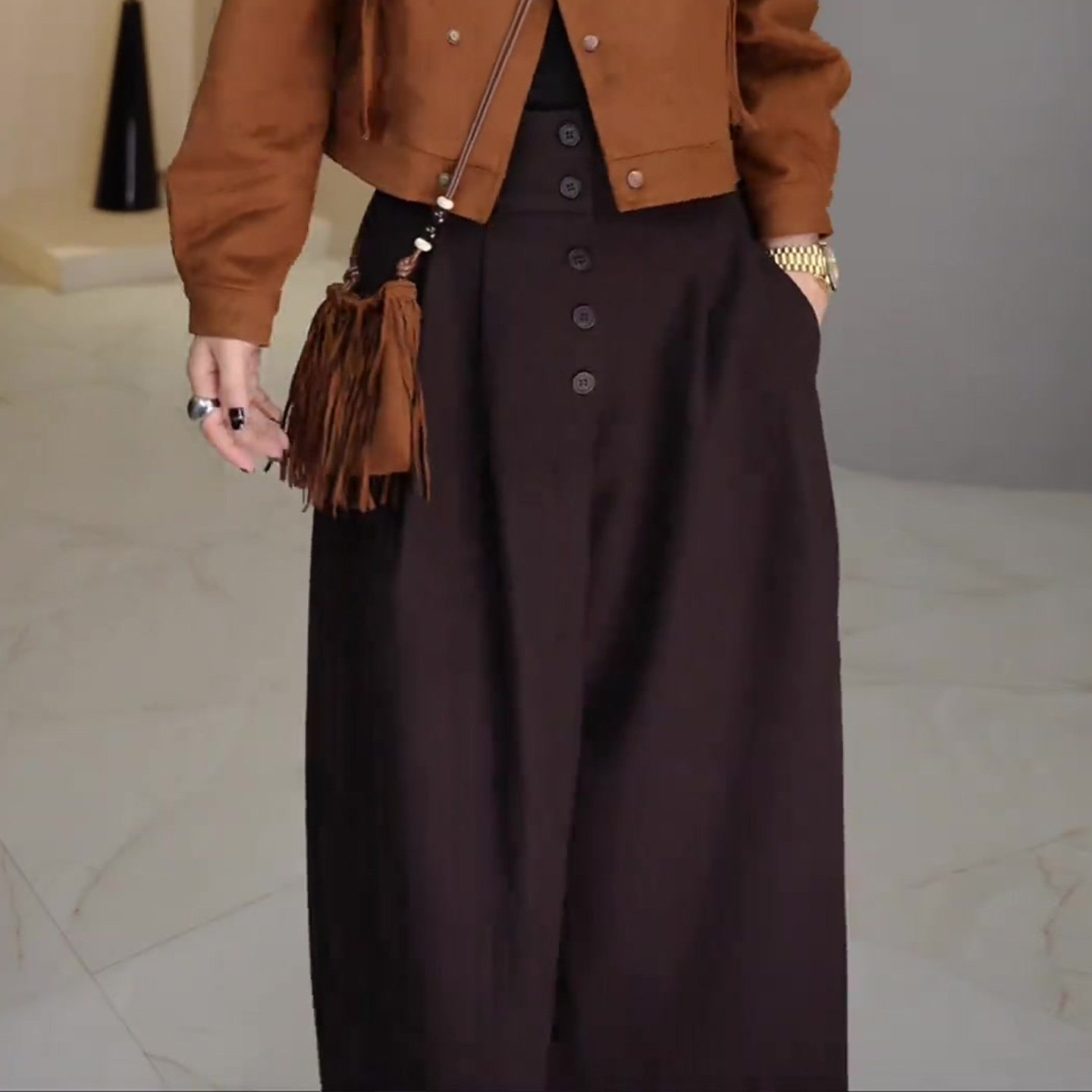 深圳南油高端货~毛呢阔腿裤女秋高腰显瘦大码休闲八分裤西装裤子,淘宝优惠券,粉丝福利购,淘宝优惠卷